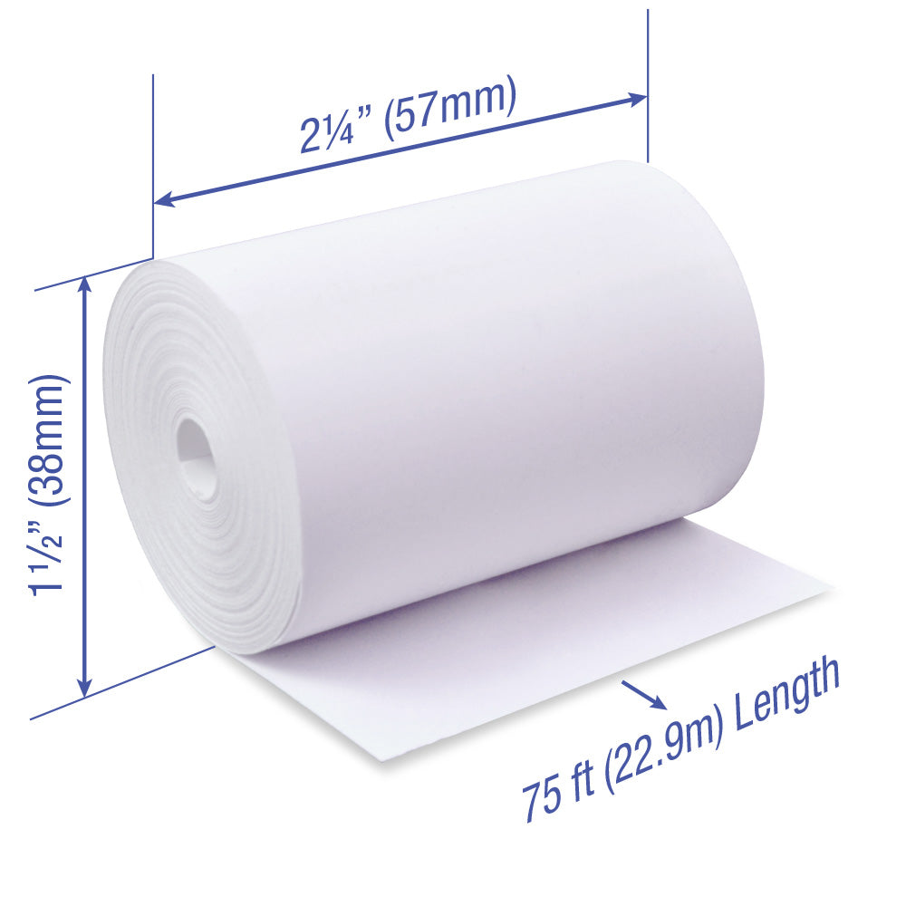 2 1/4 x 75 ft x 38mm thermal paper rolls