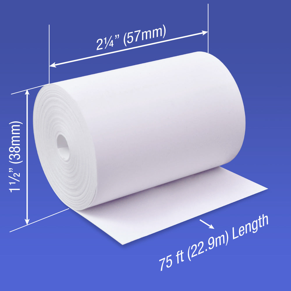 Thermal Paper 2 1/4 x 75 ft x 38mm CORELESS BPA Free 50 rolls