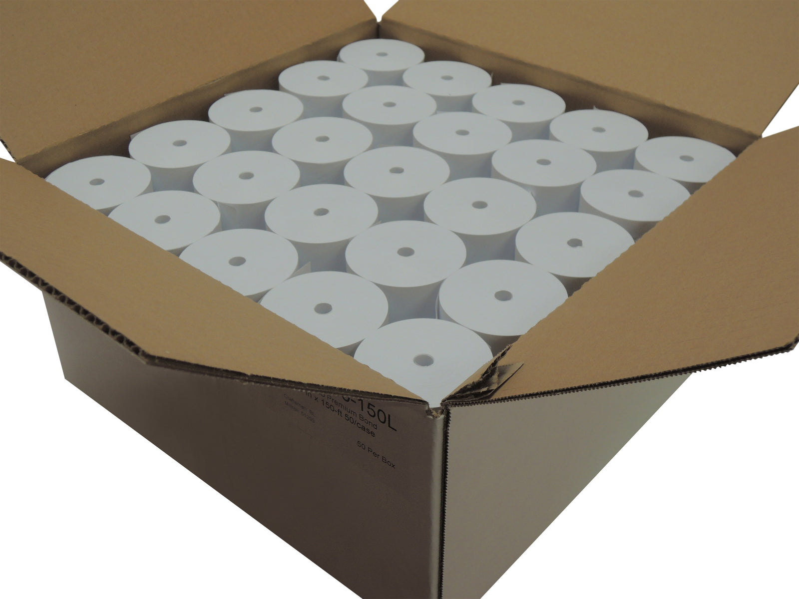 1 Ply Bond 1 3/4 (44mm) x 150 ft CORELESS Bright White 50 rolls