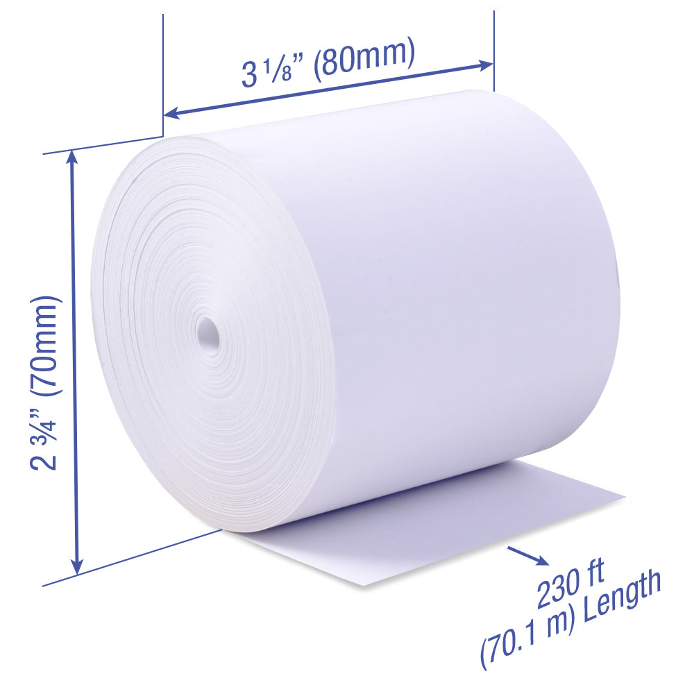 POS1 Phenol Free Thermal Paper 3 1/8 x 230 ft CORELESS 50 rolls